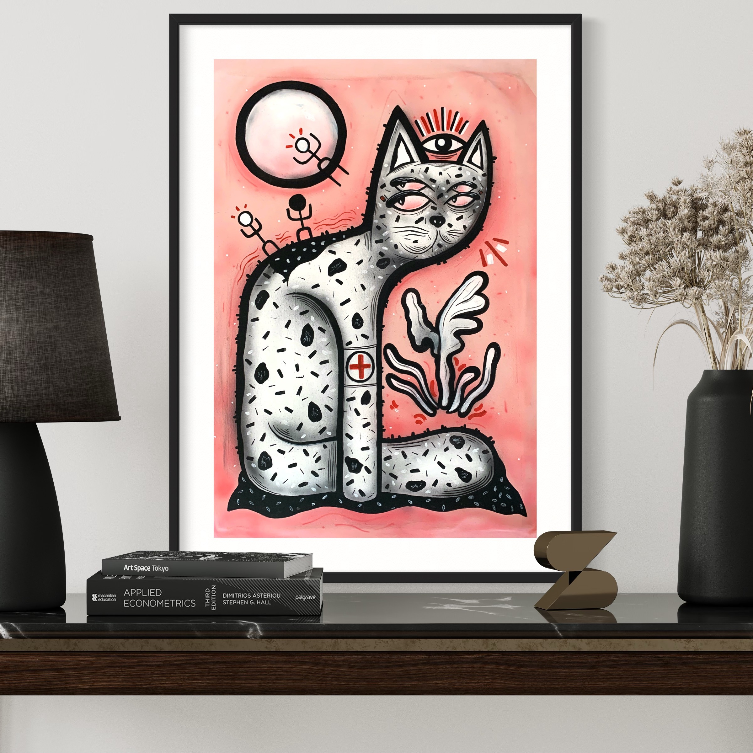 Cat and His Moon original artwork by Urbanimal